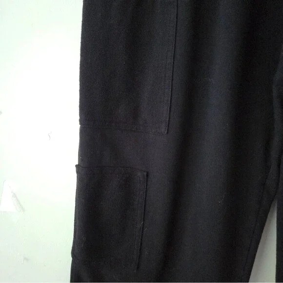 Planet by Lauren G Black French Terry Cotron Patched Luxury Sweatpants Pants 2 L - Picture 6 of 10